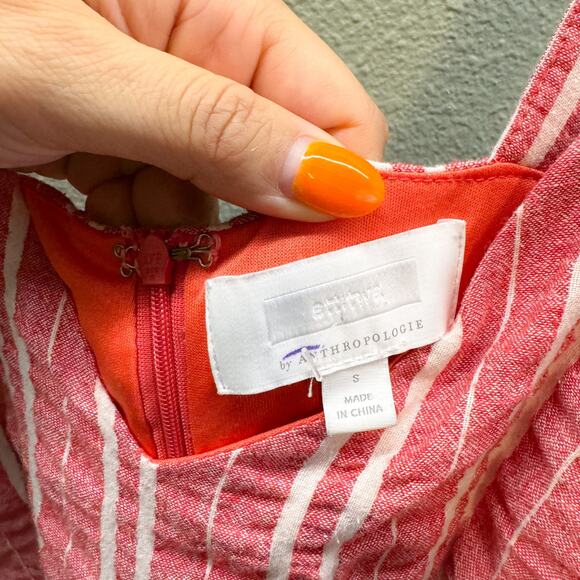 Anthropologie ett:twa Red + Craem Stripe Robin Cropped Wide Leg V Neck Jumpsuit - Picture 7 of 11